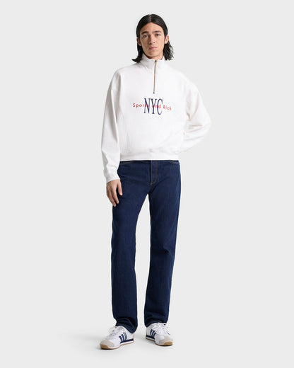 Sporty & Rich NY Minute Quarter Zip - White/Navy