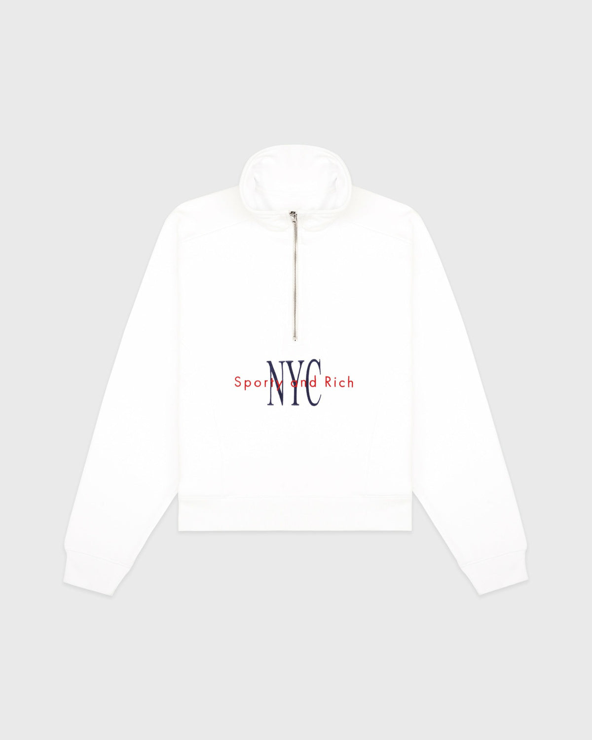 Sporty & Rich NY Minute Quarter Zip - White/Navy