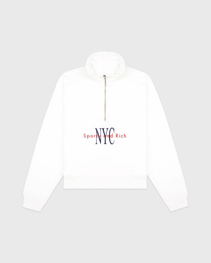 Sporty & Rich NY Minute Quarter Zip - White/Navy