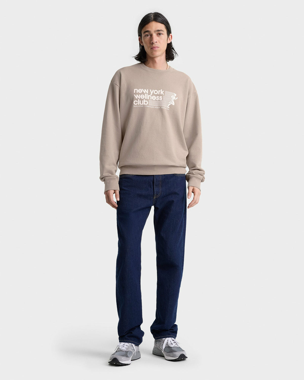 Sporty & Rich USA Wellness Club Crewneck - Elephant/White