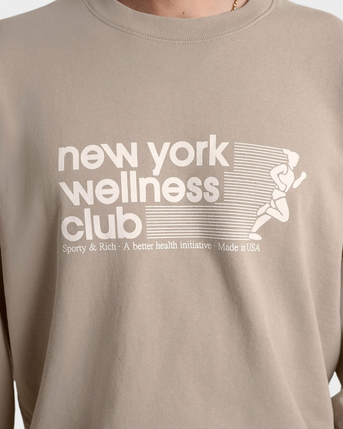 Sporty & Rich USA Wellness Club Crewneck - Elephant/White