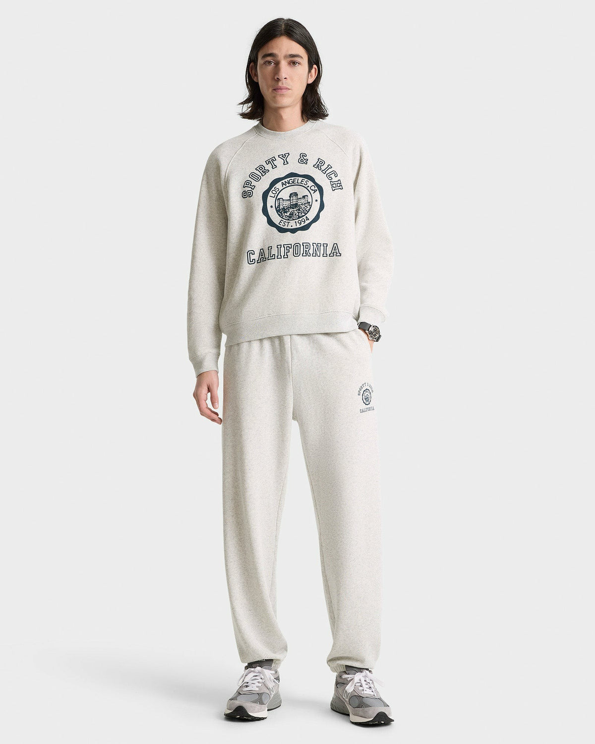 Sporty & Rich California Emblem Soft Crewneck - Heather Gray/Navy