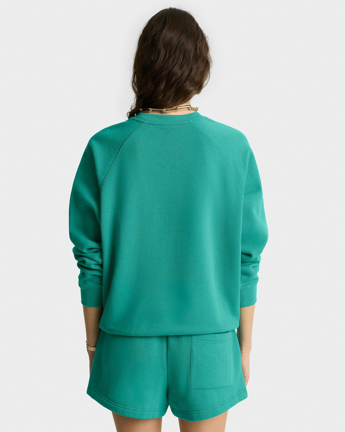Sporty & Rich Varsity Crest Soft Crewneck - Spring Green/White