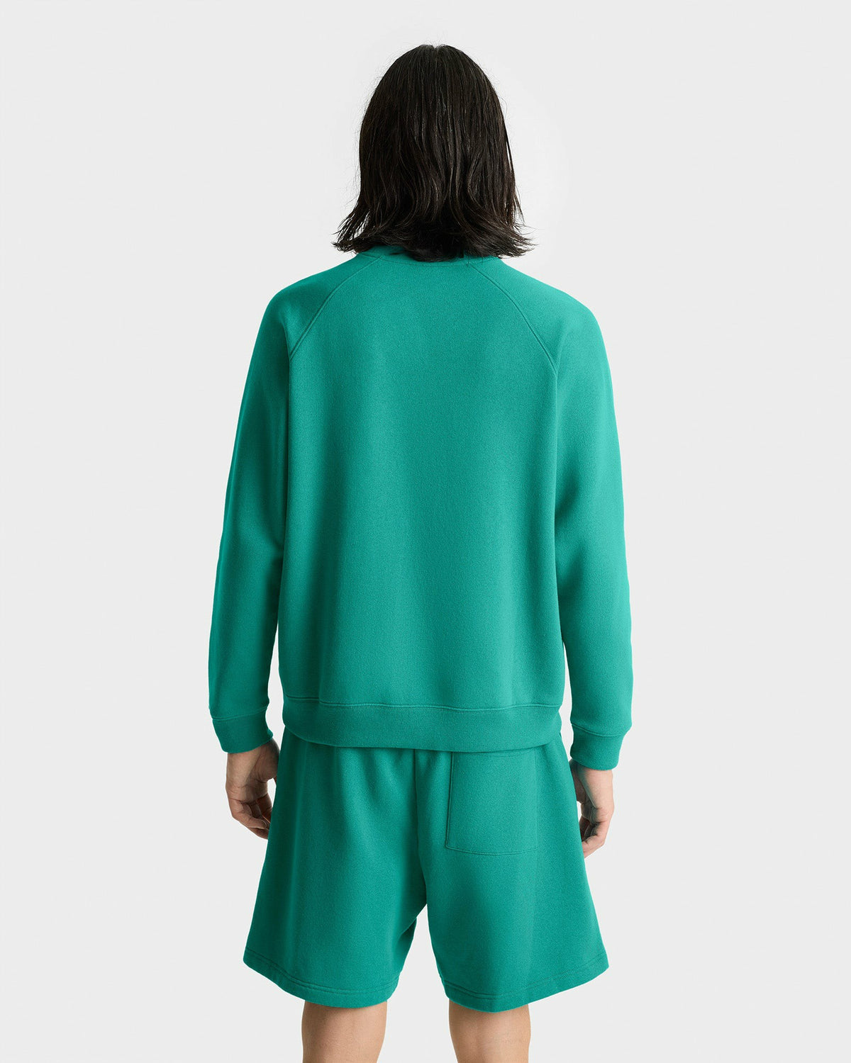 Sporty & Rich Varsity Crest Soft Crewneck - Spring Green/White