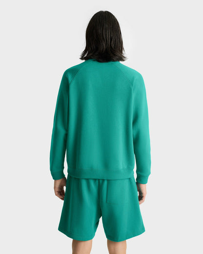 Sporty & Rich Varsity Crest Soft Crewneck - Spring Green/White