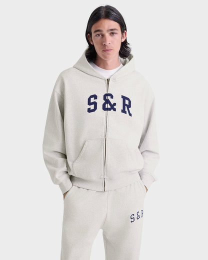 Sporty & Rich S&R Ivy Zip Hoodie - Heather Gray/Navy