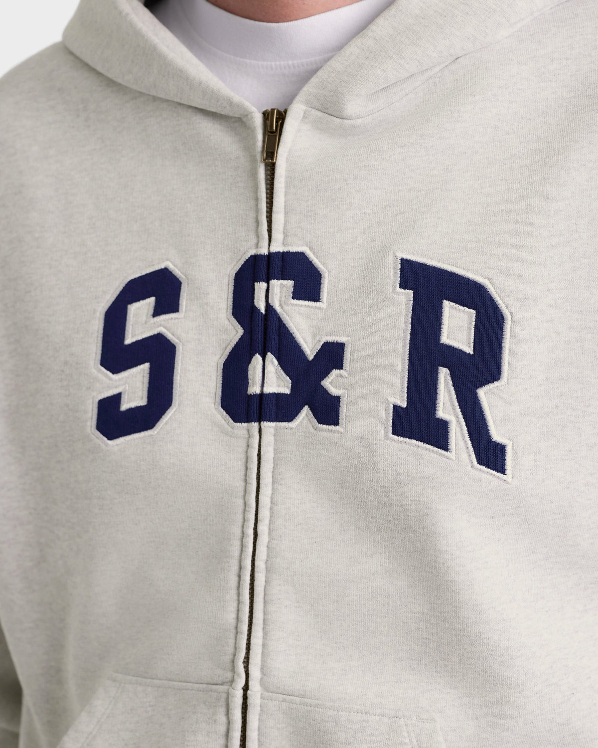 Sporty & Rich S&R Ivy Zip Hoodie - Heather Gray/Navy