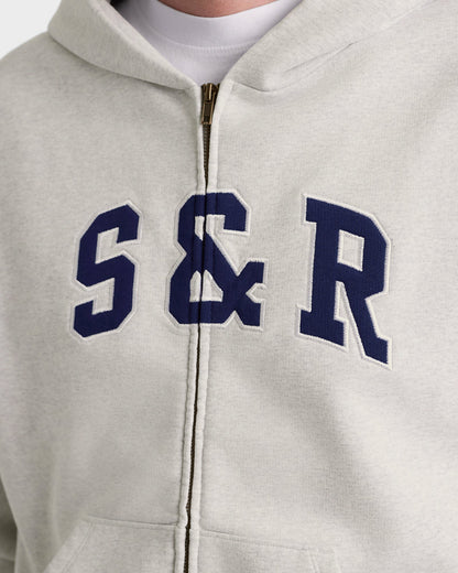 Sporty & Rich S&R Ivy Zip Hoodie - Heather Gray/Navy