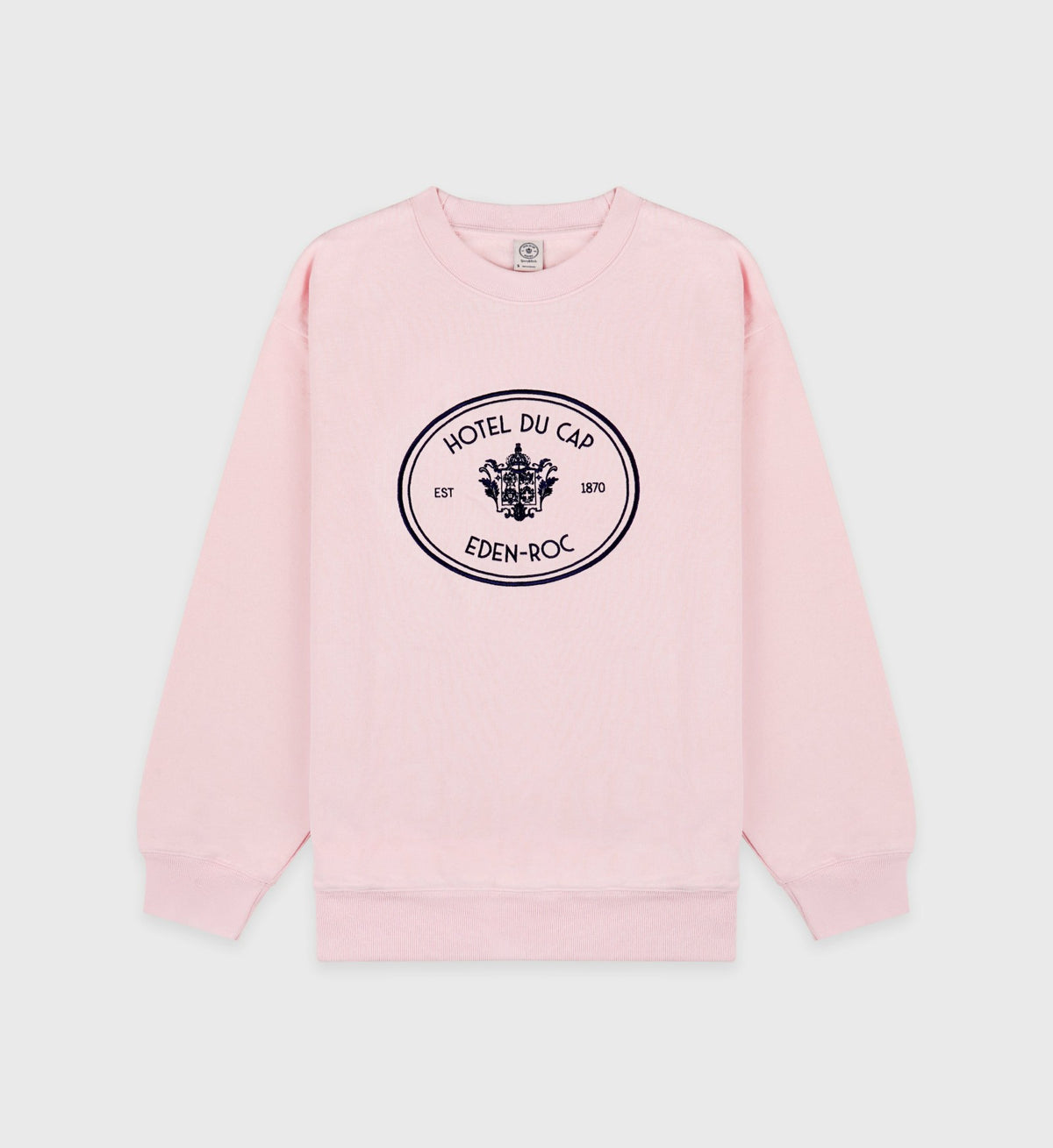 Sporty & Rich Eden Crest Crewneck - Pink Dolphin/Navy