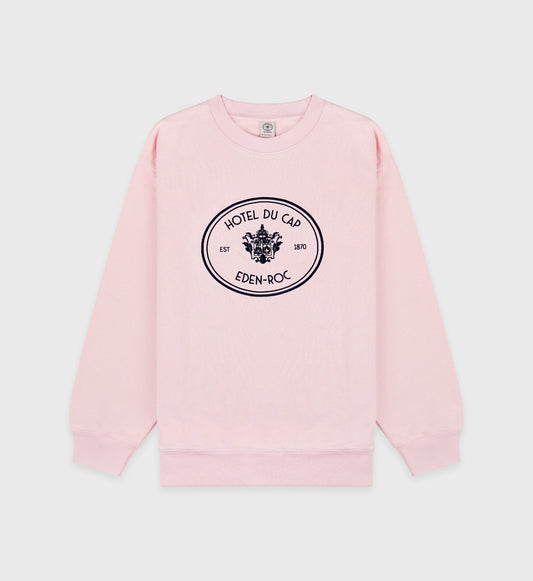 Sporty & Rich Eden Crest Crewneck - Pink Dolphin/Navy