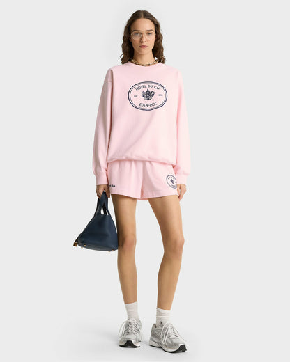 Sporty & Rich Eden Crest Crewneck - Pink Dolphin/Navy