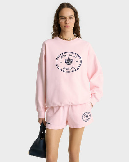 Sporty & Rich Eden Crest Crewneck - Pink Dolphin/Navy