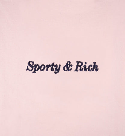 Sporty & Rich Eden Crest Crewneck - Pink Dolphin/Navy