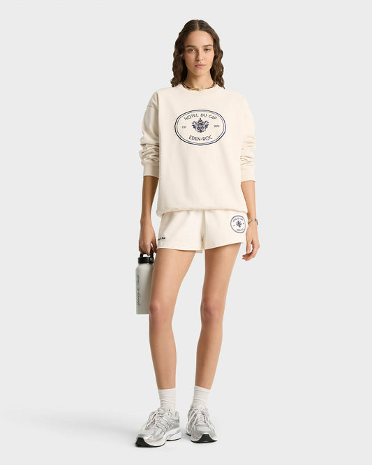 Sporty & Rich Eden Crest Crewneck - Cream/Navy