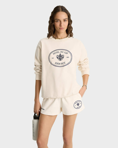 Sporty & Rich Eden Crest Crewneck - Cream/Navy