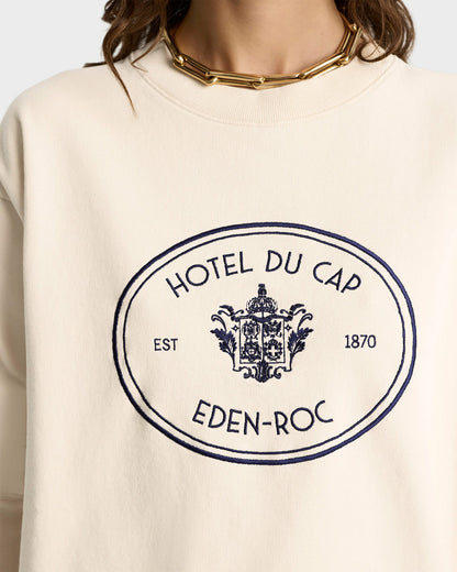 Sporty & Rich Eden Crest Crewneck - Cream/Navy