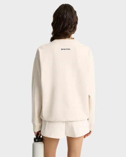 Sporty & Rich Eden Crest Crewneck - Cream/Navy