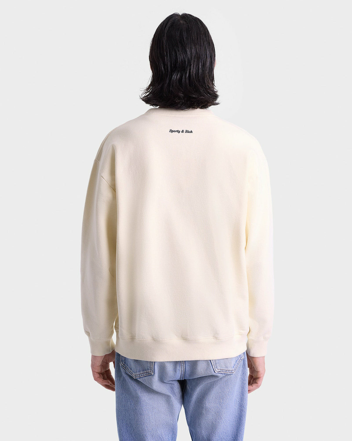 Sporty & Rich Eden Crest Crewneck - Cream/Navy