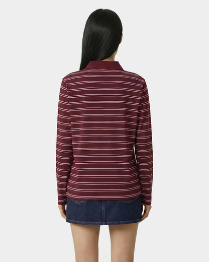 Sporty & Rich Signature Logo Easy Polo - Bordeaux/White