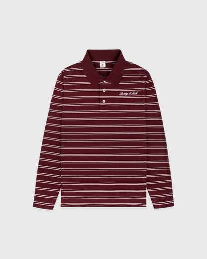 Sporty & Rich Signature Logo Easy Polo - Bordeaux/White
