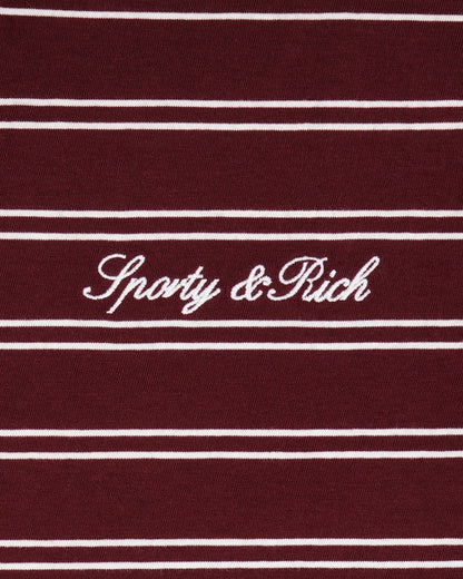Sporty & Rich Signature Logo Easy Polo - Bordeaux/White