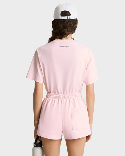 Sporty & Rich Eden Crest T-Shirt - Pink Dolphin/Navy
