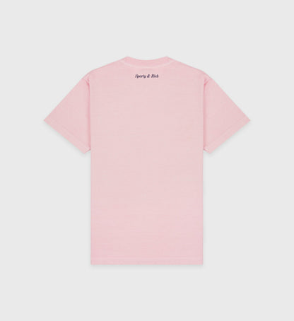 Sporty & Rich Eden Crest T-Shirt - Pink Dolphin/Navy