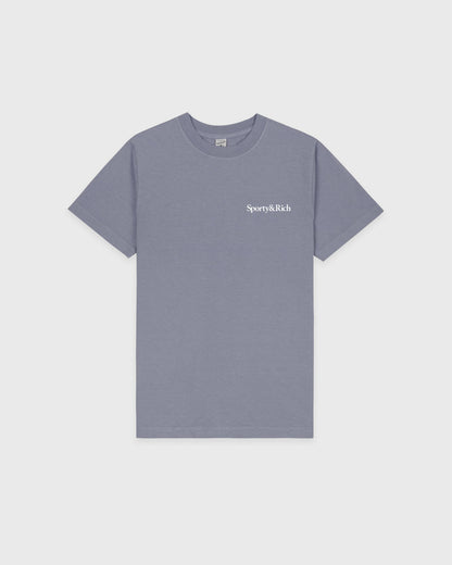 Sporty & Rich Health Is Wealth T-Shirt - Faded Indigo/White