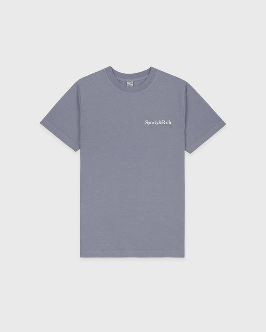 Sporty & Rich Health Is Wealth T-Shirt - Faded Indigo/White