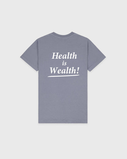 Sporty & Rich Health Is Wealth T-Shirt - Faded Indigo/White