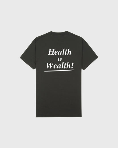 Sporty & Rich Health Is Wealth T-Shirt - Faded Black/White