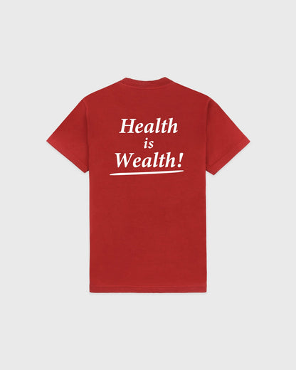 Sporty & Rich Health Is Wealth Tshirt - Faded Merlot/White
