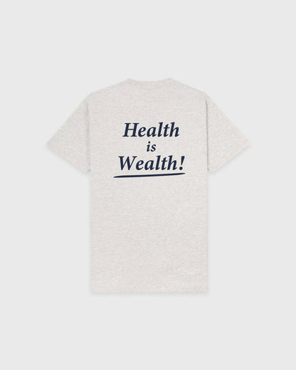 Sporty & Rich Health Is Wealth T-Shirt - Heather Gray/Navy