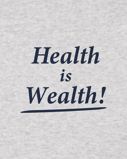 Sporty & Rich Health Is Wealth T-Shirt - Heather Gray/Navy