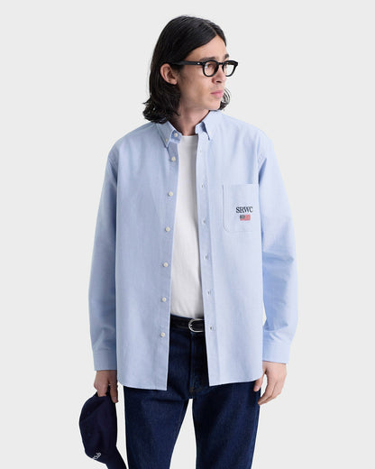 Sporty & Rich Nautical Oversized Oxford Shirt Men - Blue