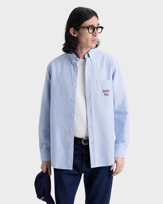 Sporty & Rich Nautical Oversized Oxford Shirt Men - Blue