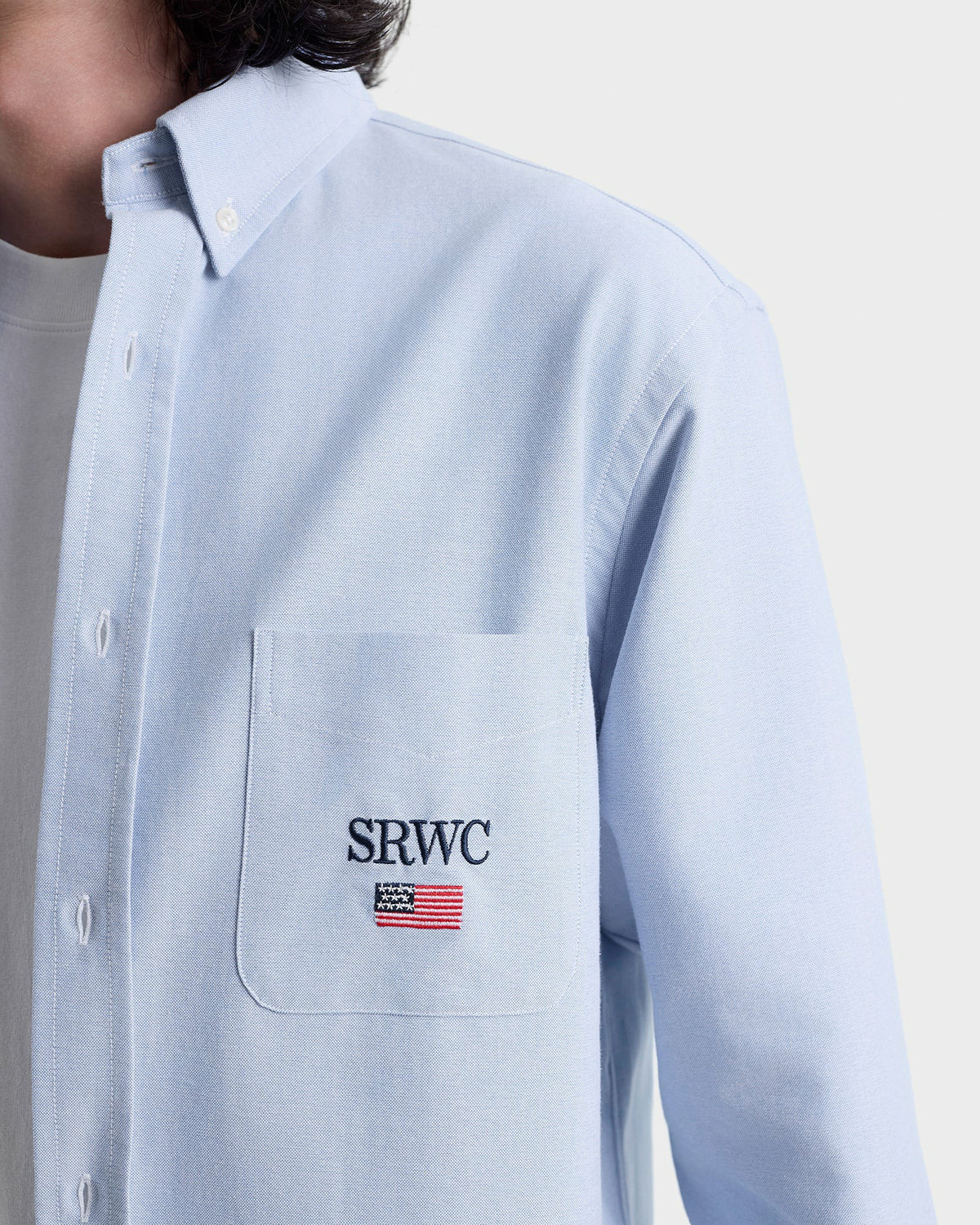 Sporty & Rich Nautical Oversized Oxford Shirt Men - Blue