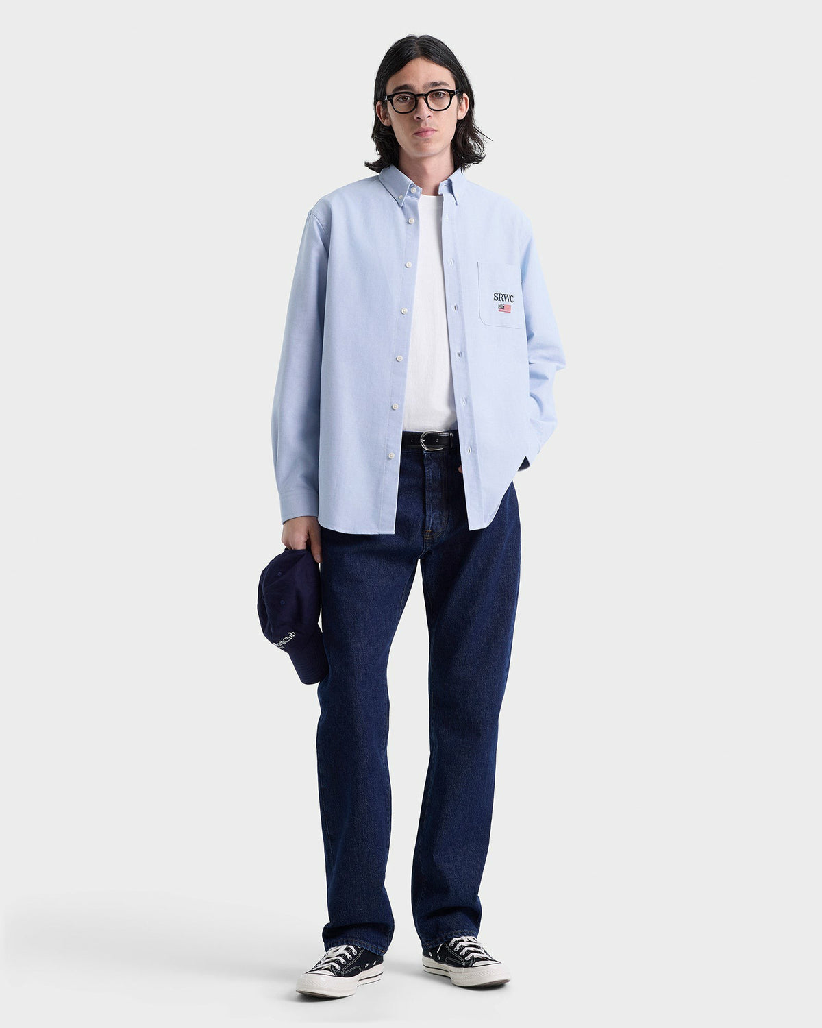 Sporty & Rich Nautical Oversized Oxford Shirt Men - Blue