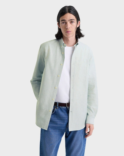 Sporty & Rich SRC Oversized Oxford Shirt Men - Forest striped