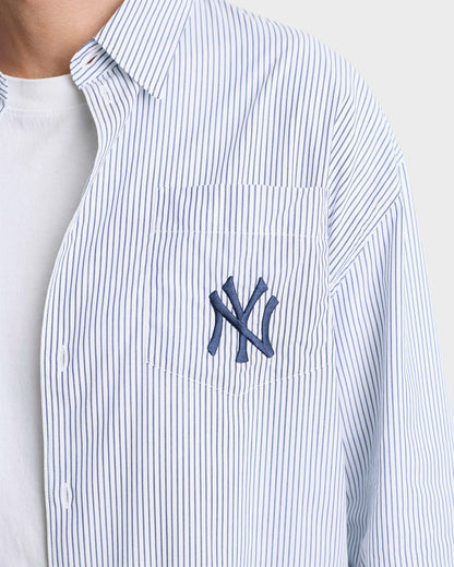 Sporty & Rich Yankees Serif Oversized Shirt - Navy Striped