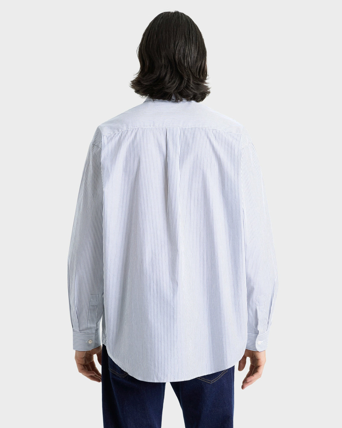 Sporty & Rich Yankees Serif Oversized Shirt - Navy Striped
