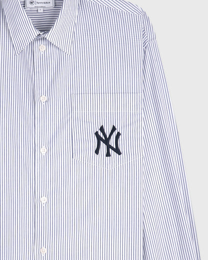Sporty & Rich Yankees Serif Oversized Shirt - Navy Striped