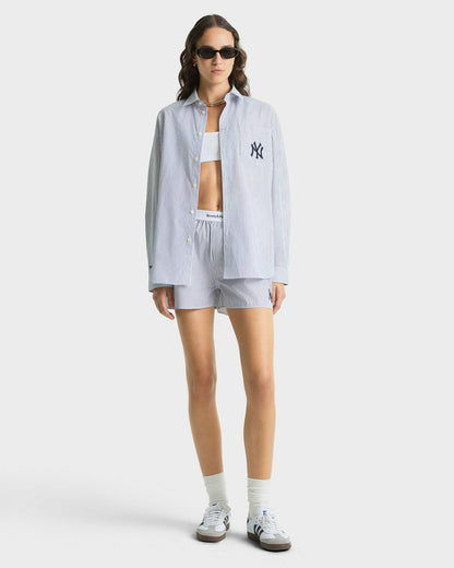 Sporty & Rich Yankees Serif Oversized Shirt - Navy Striped