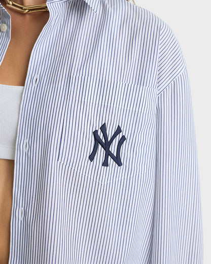 Sporty & Rich Yankees Serif Oversized Shirt - Navy Striped