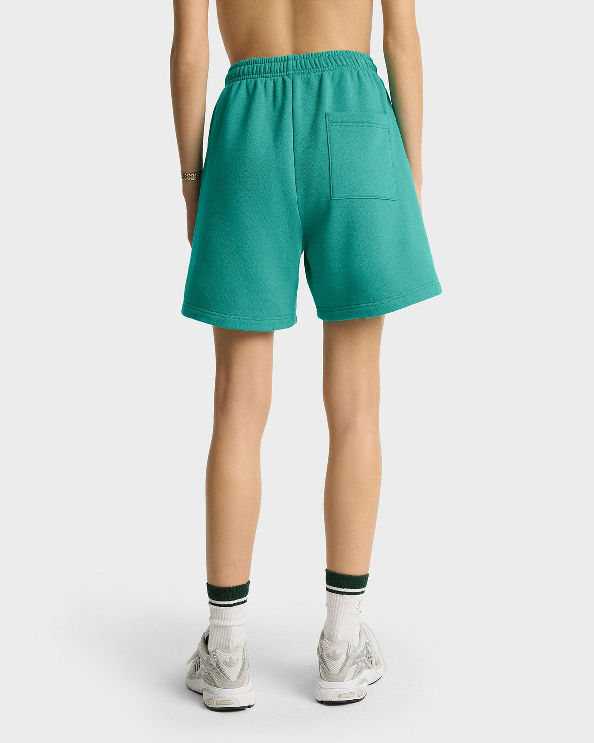 Sporty & Rich Varsity Crest Soft Gym Short - Spring Green/White