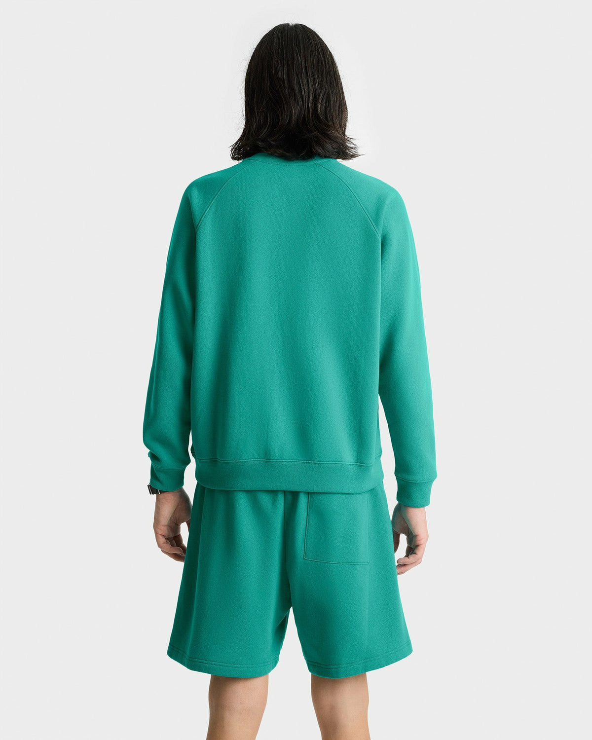 Sporty & Rich Varsity Crest Soft Gym Short - Spring Green/White