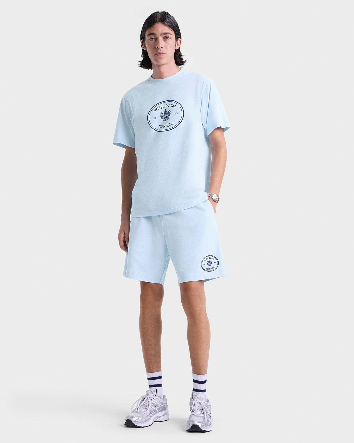 Sporty & Rich Eden Crest Gym Short - Ciel/Navy