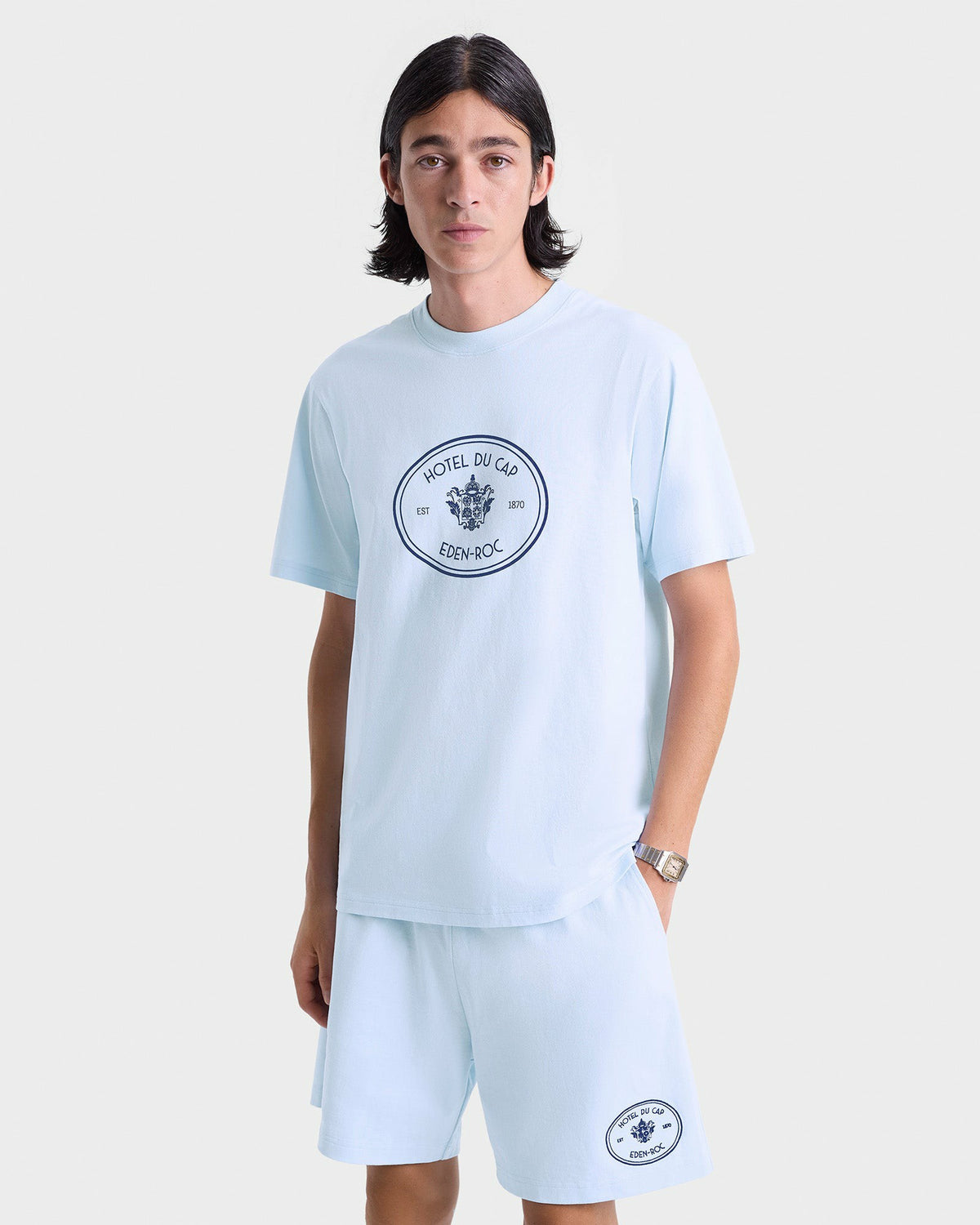 Sporty & Rich Eden Crest Gym Short - Ciel/Navy