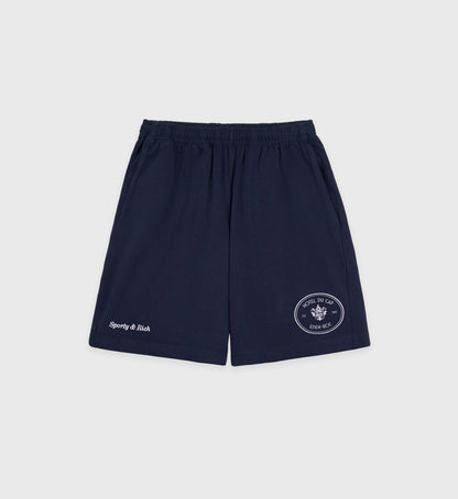 Sporty & Rich Eden Crest Gym Short - Navy/White