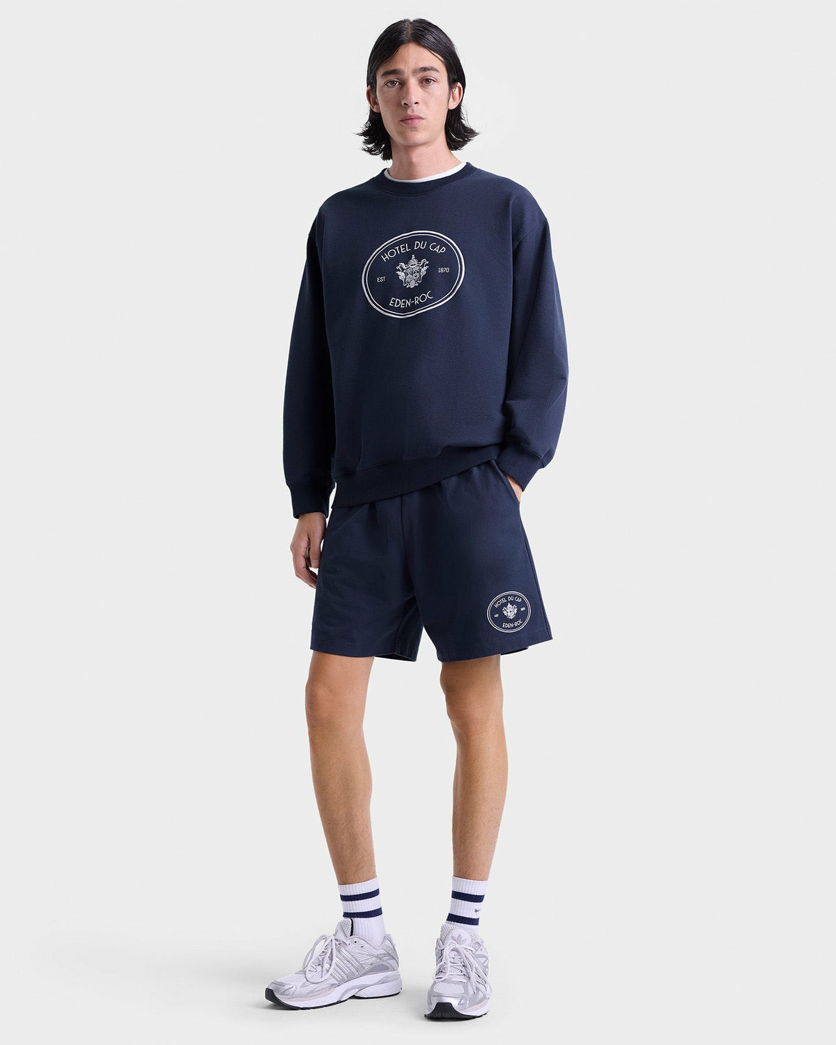 Sporty & Rich Eden Crest Gym Short - Navy/White